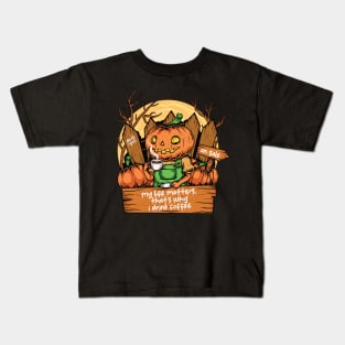 Cute Pumpkin Drink Coffee Kids T-Shirt